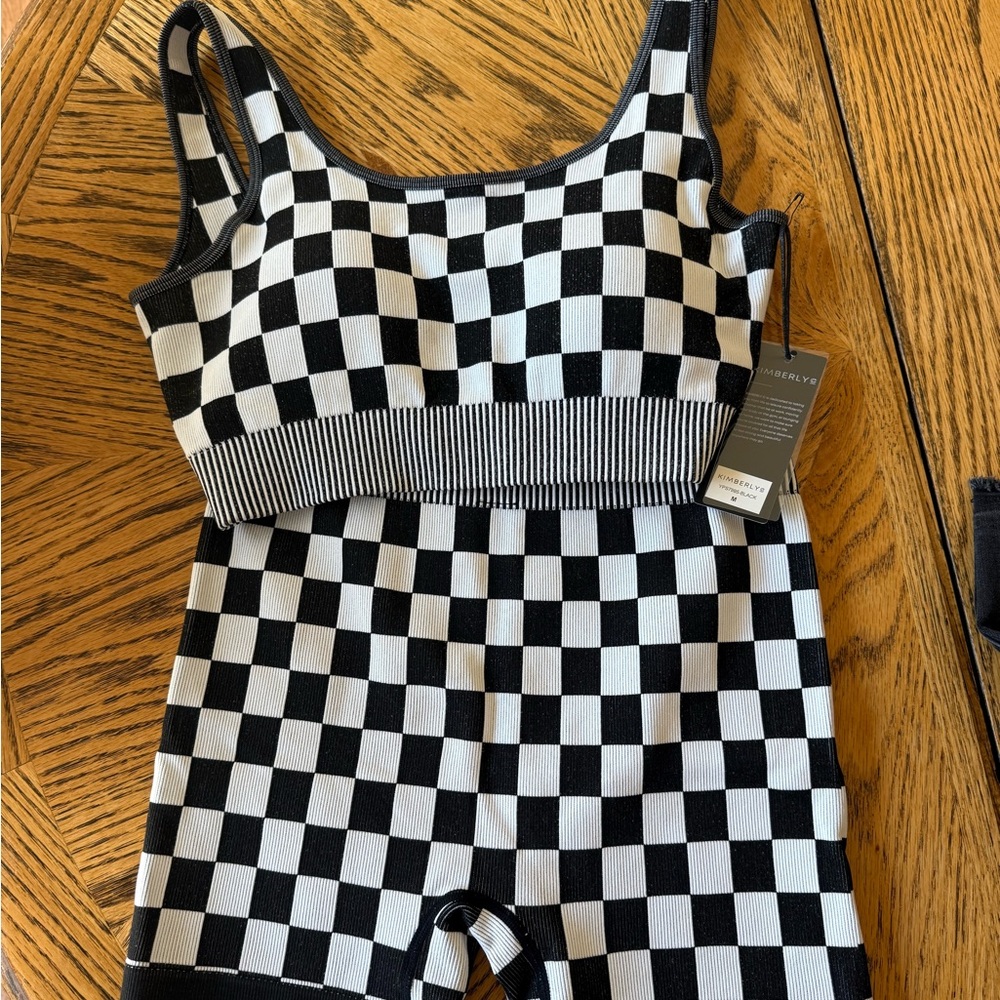 Black and White Checkered Knit Set